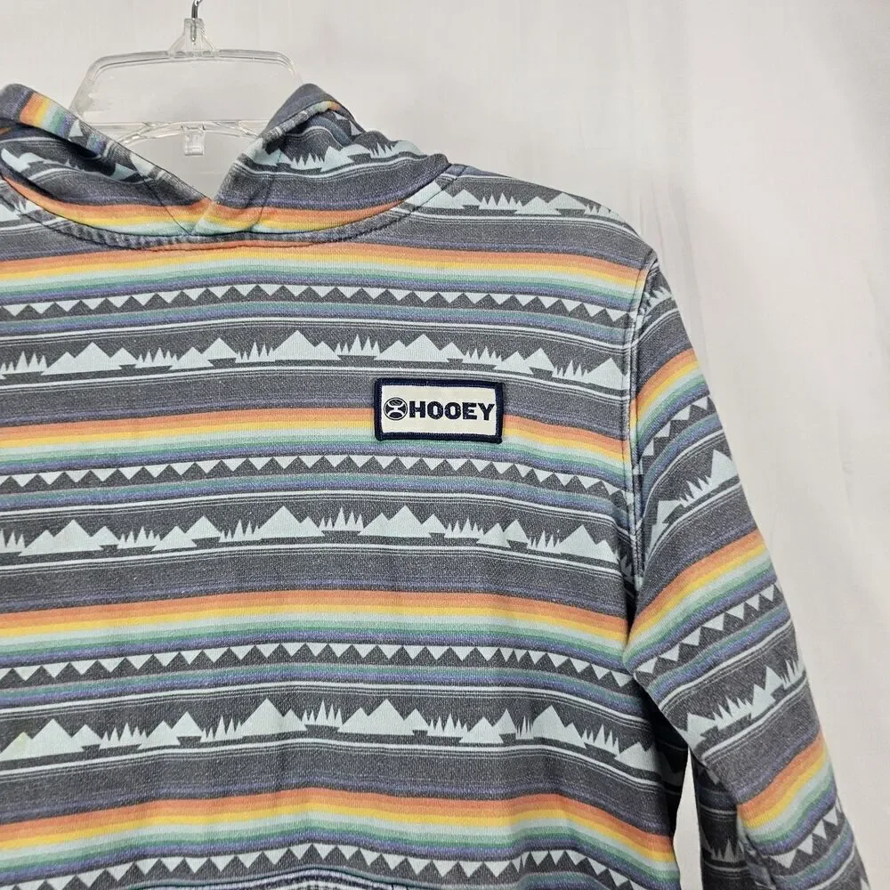 Hooey Aztec Printed Western Wear Hoodie Youth Size Medium Gray Multicolor